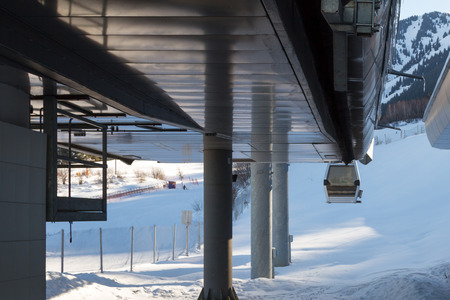 gondola at a ski resort for lifting skiers and vacationers