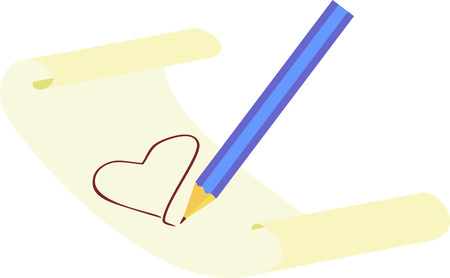 red pencil writes on white sheet of paper loveのイラスト素材