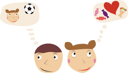 girl and boy imaginative about love sweetmeat play and colourのイラスト素材