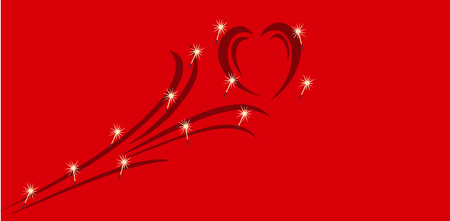 beautiful flower draws midair symbol love,red heartのイラスト素材