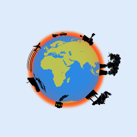 Illustration of earth alarming about pollutionの写真素材