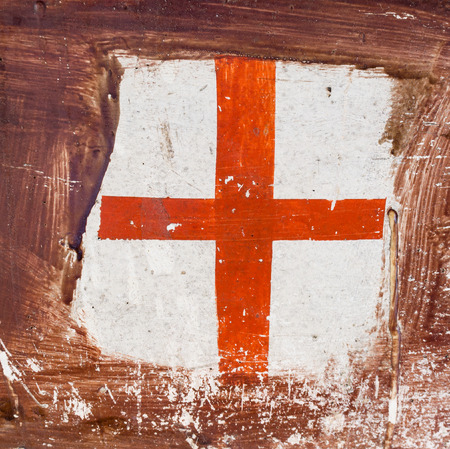 Grunge England flag painted on boatの写真素材