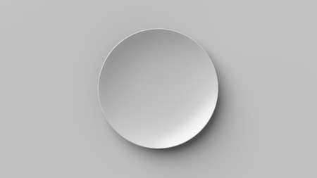 3D rendering gray plate on gray background. Modern design. Backgrounds for kitchen interiorの写真素材