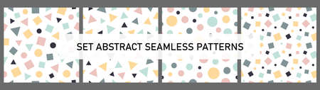 Set abstract vector seamless pattern. Abstract contemporary modern trendy vector illustration. Memphis designのイラスト素材
