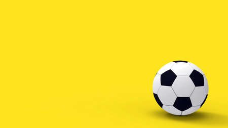 Image of a soccer ball on a yellow background. Image for sports stories. 3d render soccer ballの写真素材