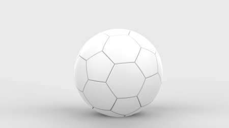 Blank white leather soccer ball mock up, front view, 3d rendering. Empty football sphere mockup, isolatedの写真素材