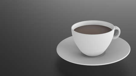 3d rendering coffee cup on gray background. Modern design style of minimalismの写真素材
