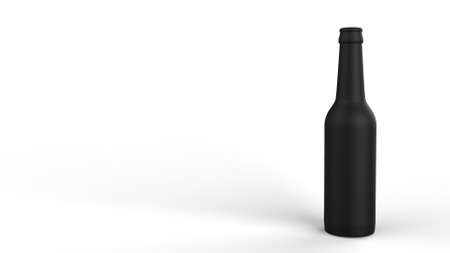 3d render black beer bottle on a white background. Modern design. Backgrounds for kitchen interiorの写真素材
