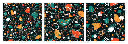 Set of abstract geometric vector seamless patterns. Abstract modern trendy vector illustration....