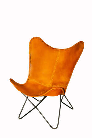 Leather garden chair on white background. Interior elementの写真素材