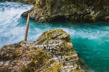 mountain river in the vintgar gorge in Sloveniaの写真素材