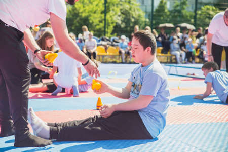 Bila Tserkva, Ukraine, June, 2021: Sports competitions for children with disabilities