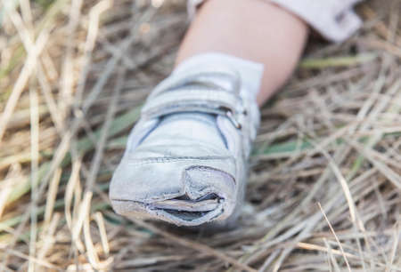 Lovely worn baby shoesの写真素材