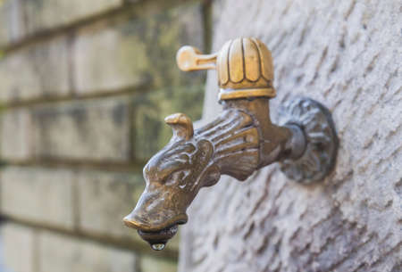 Dragon Head Bronze Water Faucet at the zoo of Ljubljanaの写真素材