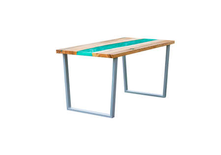 Modern epoxy dining table on white background. Interior elementの写真素材