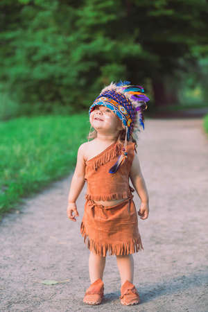 charming baby dressed in traditional American clothingの写真素材