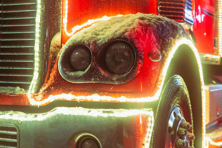 Viborg, Denmark, December 2021: The famous Christmas Coca Cola truck