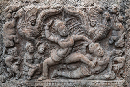 Randers, Denmark, March 2022: Decorative engraving of ancient tribesのeditorial素材