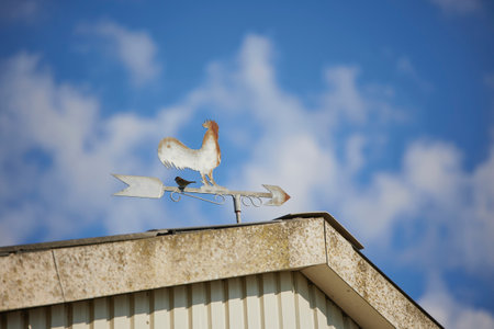 Antique weather vane on the roof of a farm in Denmarkの写真素材