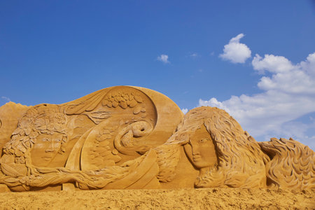 Sondervig, Denmark, May 21,2023: International Sand Sculpture Festivalのeditorial素材