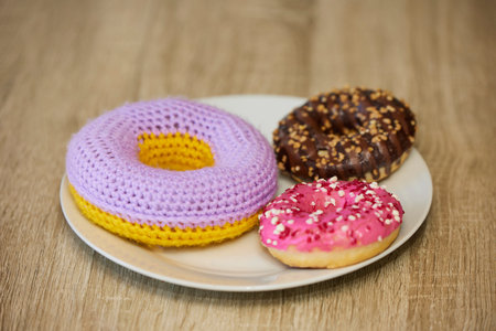 Cute toy near real on a plateの写真素材