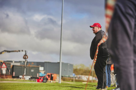 Ringkobing, Denmark, April 13, 2024: Locals watch a circuit race in the cityのeditorial素材