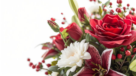 Bouquet of flowers on white background, Valentine's dayの素材