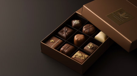 Box of chocolates on a dark background. 3d renderingの素材