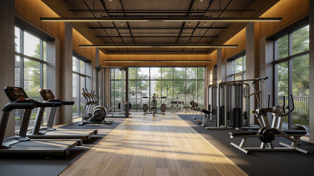 Interior of a modern fitness hall. 3D Rendering.の素材