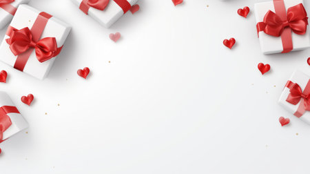 Valentine's day background with gift boxes and hearts. Vector illustration.の素材
