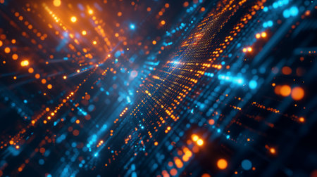 3d illustration of abstract technology digital background with glowing particles. Network conceptの素材