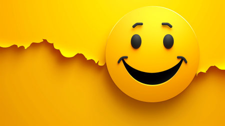 Smiley face coming out of a hole in paper. 3d illustrationの素材