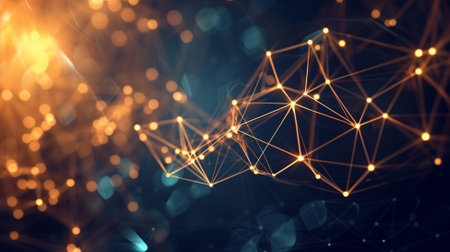 Abstract technology background. Network connection structure with dots and lines. 3d renderingの素材