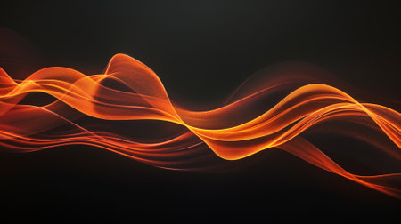 abstract orange smoke wave on black background, abstract lines for backgroundの素材