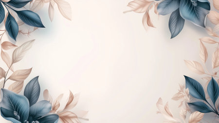 Beautiful floral background with blue and gray leaves. Vector illustration.の素材