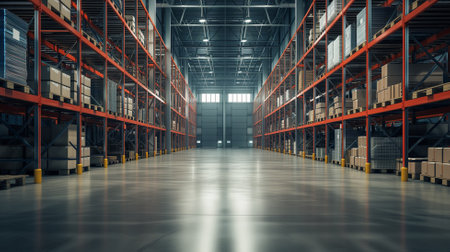 A large warehouse with a lot of boxes. 3d rendering.の素材