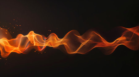 Abstract fire wave on black background. Futuristic technology style. Elegant background for business tech presentations.の素材