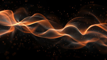 Abstract orange smoke wave on black background. Vector illustration. Eps 10の素材