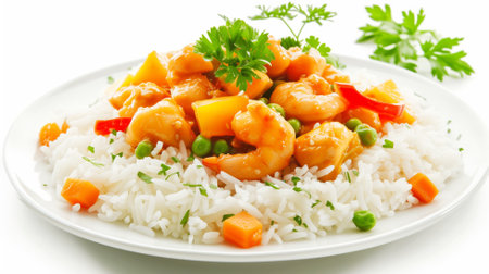 Rice with Chicken and Vegetables. Shallow dof.の素材