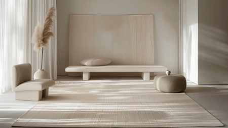 3d rendering of a modern living room with sofa and pillowsの素材