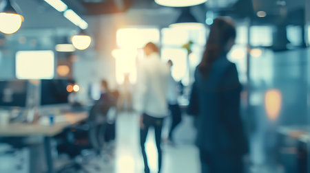 Blurred image of business people walking in the office, abstract backgroundの素材