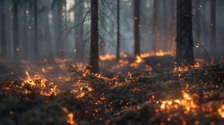 Forest fire. Fire in the forest. Fire in the forest.の素材