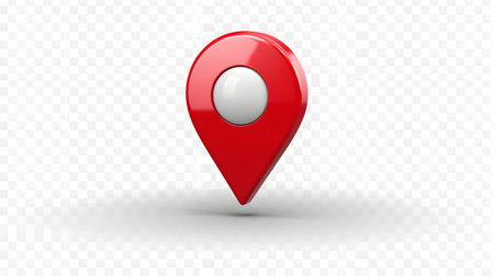 Red map pointer isolated on transparent background. 3d vector illustration.の素材