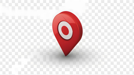 Red Map Pointer Icon. Isolated on Transparent Background. Vector Illustrationの素材