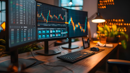 Computer monitor with stock market data on the screen. Stock market conceptの素材