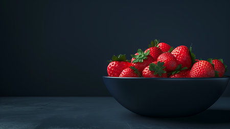 Strawberries in a bowl on a dark background. 3d renderingの素材