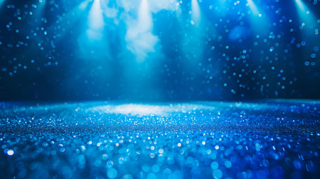 glitter vintage lights background. silver and blue. de-focusedの素材