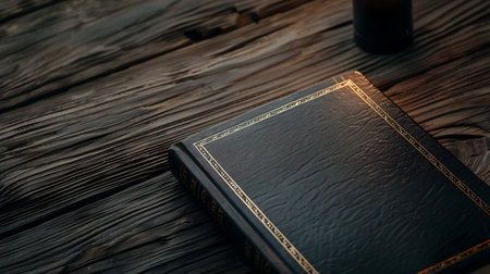 Holy Bible on a dark wooden background. The concept of faith, spirituality and religion.の素材