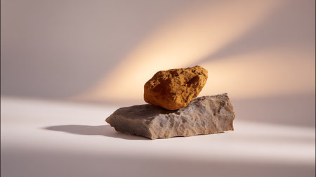 3d rendering of a stone on a white background with a shadowの素材