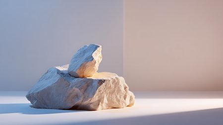 3d render of a white stone on a white background with a shadowの素材